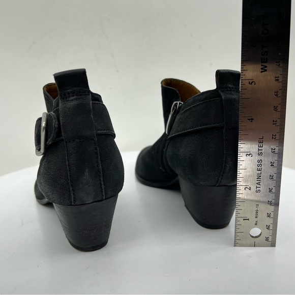 Franco Sarto Heeled Moto Boots Ankle Booties Black Leather Boho Western Fall - Picture 11 of 15